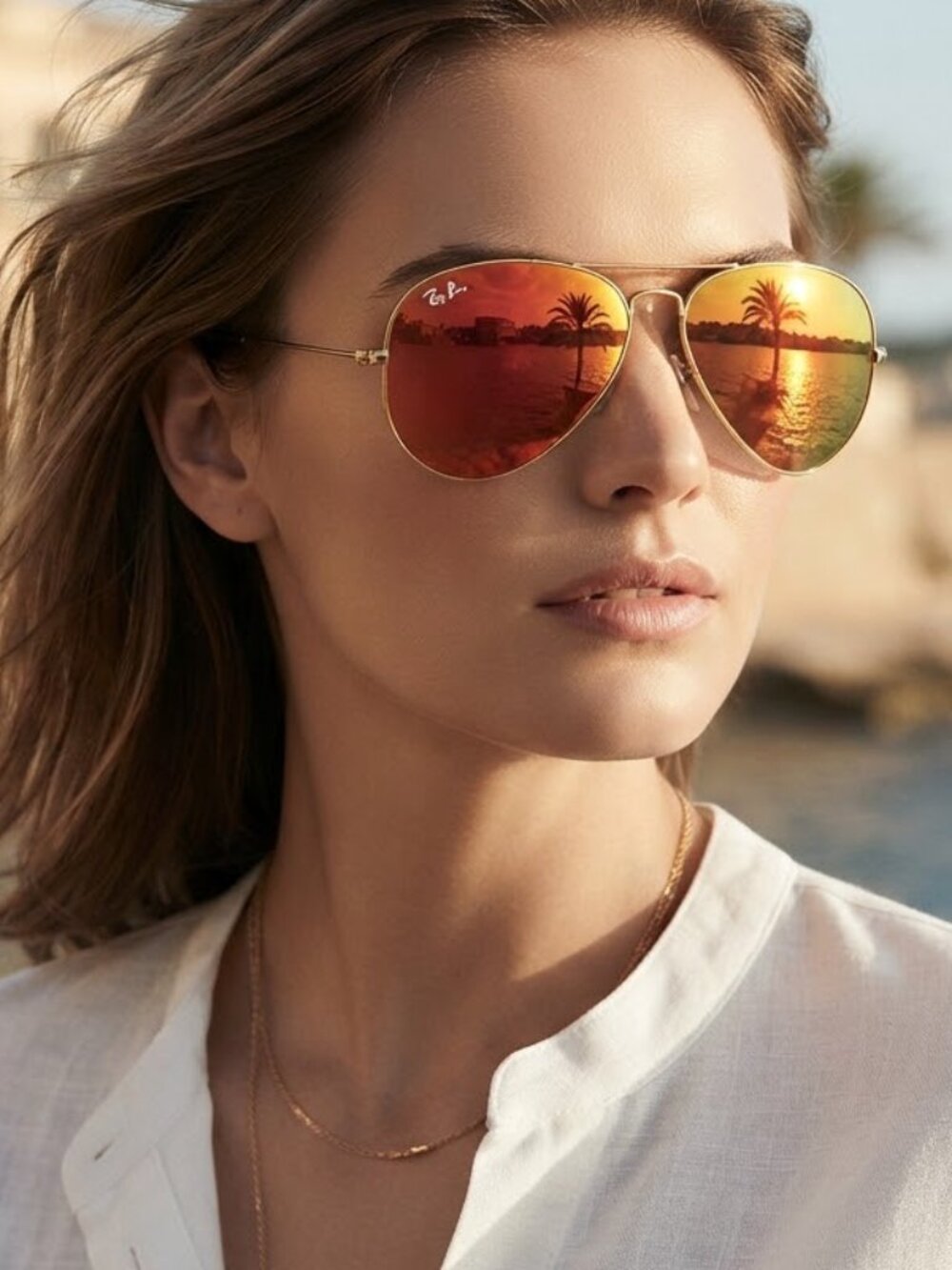 Ray Ban Large Aviator Sunglasses Orange Glasses Gold Frames Shades 3025‎